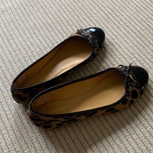 Nine West Caceyr Ballet Flats, Tan/Black Animal Print, Size 7 1/2M